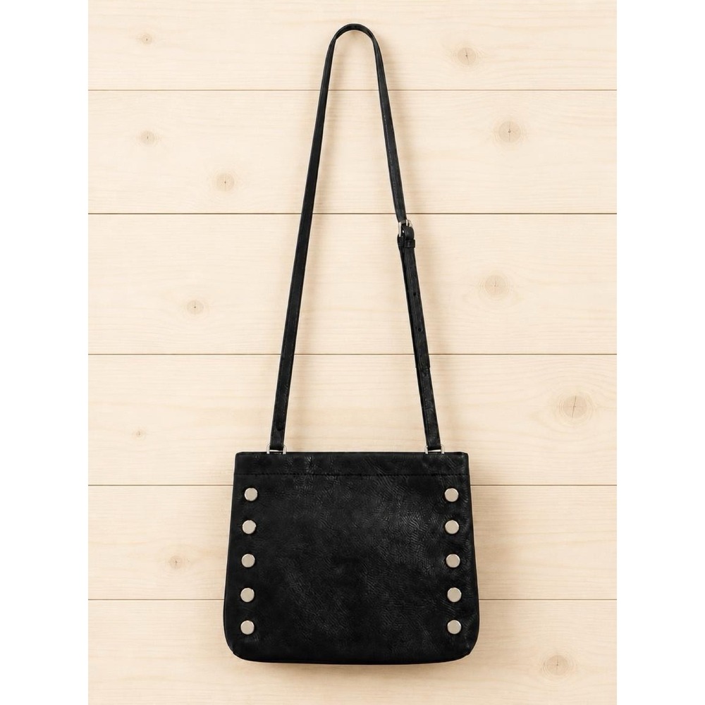 Hammitt Los Angeles Black Pebbled Leather Rivet Crossbody Bag 9x8